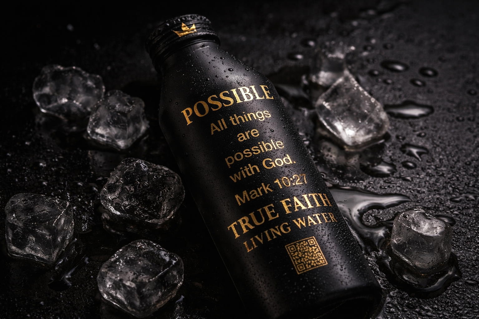 True Faith Living Water bottle — QR-powered scripture experience